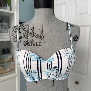 La Vie en Rose Blue Floral Stripe Bikini Set – Size S – New Without Tags